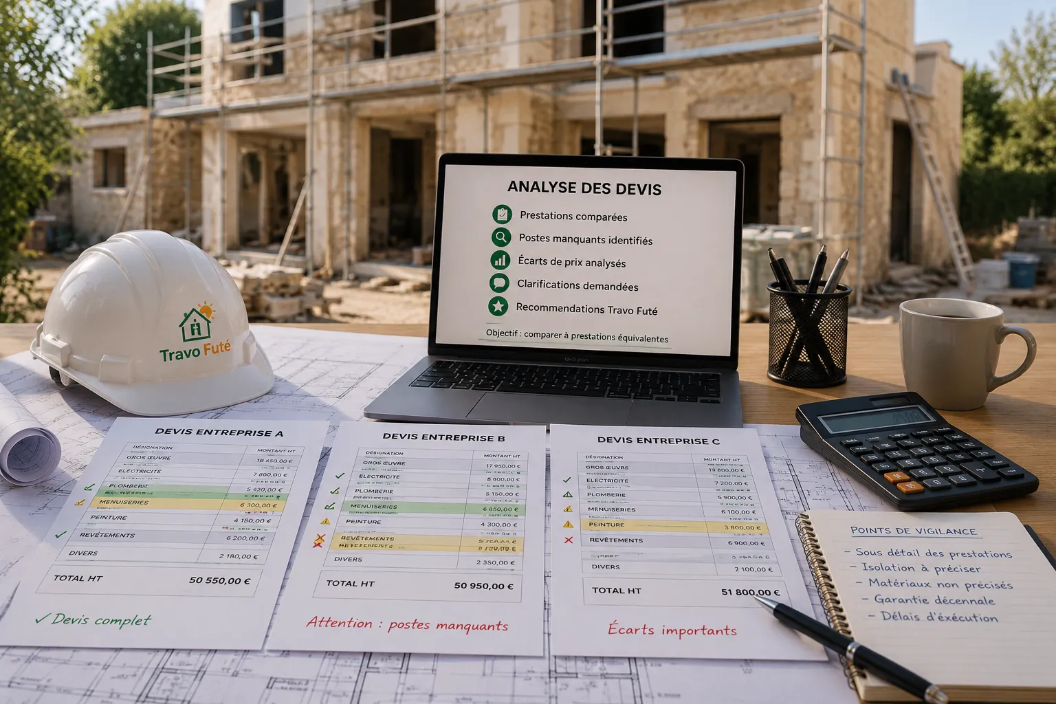 Analyse de devis de courtier travaux